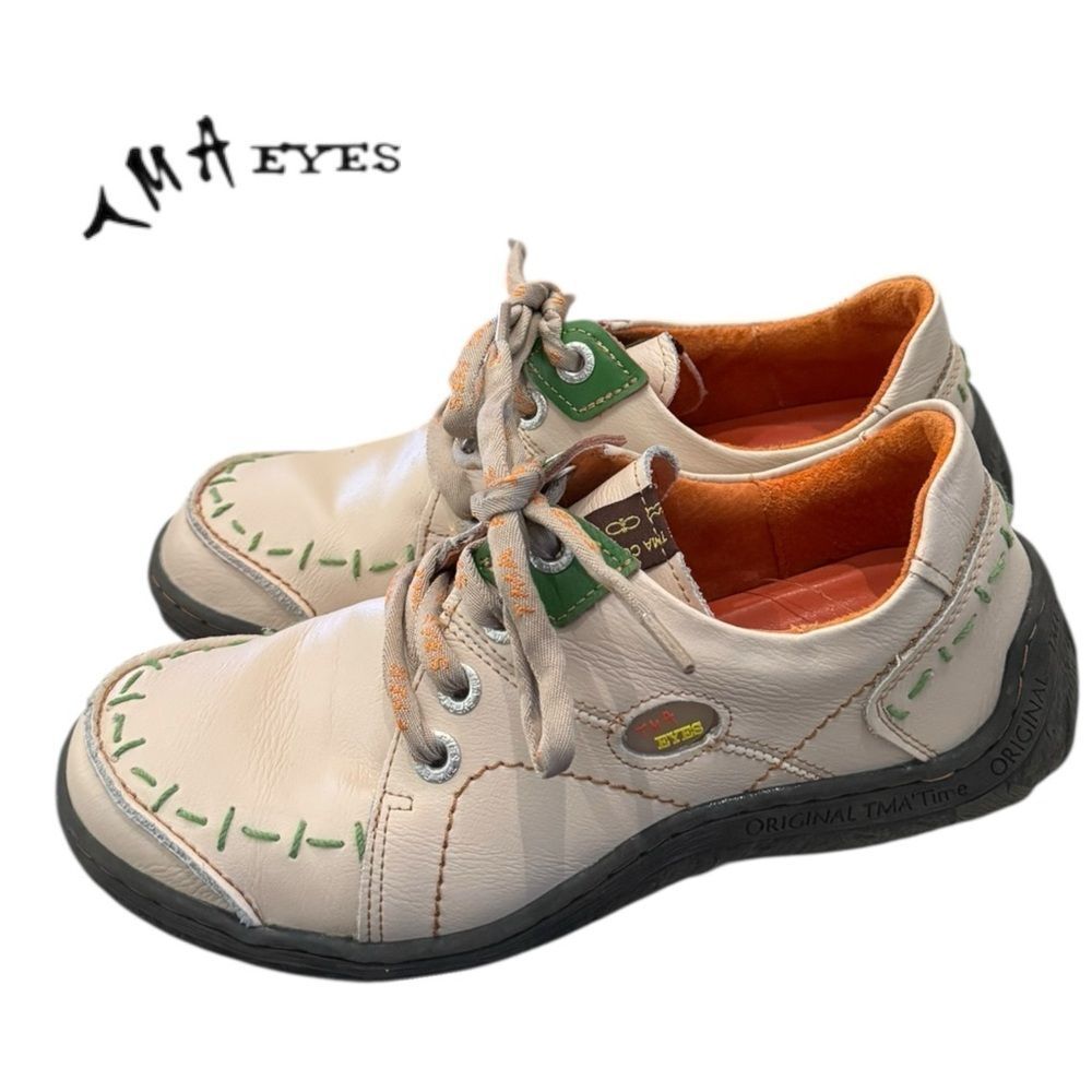TMA Eyes Women’s Hand Stitched Leather Low Top Lace Sneakers EU 40